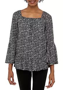 michael michael kors zarina ruffle sleeve knit top black|Michael Kors crinkle tops.